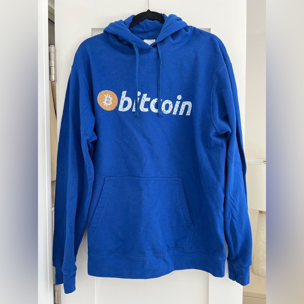 Bitcoin Blue Crypto Hoodie Sweatshirt [Large]